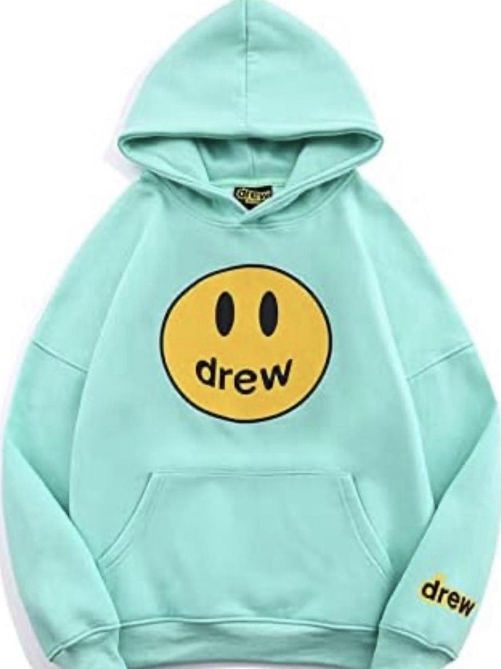 DREW house mint Green Hoodie with Yellow Smiley Logo